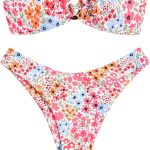 Women's Bandeau Bikini O Ring Strapless Tie Back High Cut Two Piece Swimsuit Bathing Suits