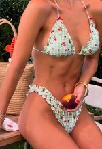 Y2K Cute Thong Bikini Sets for Women Floral Print Halter Neck Two Piece Triangle Swimsuits Sexy Boho Bathing Suit - Image 2